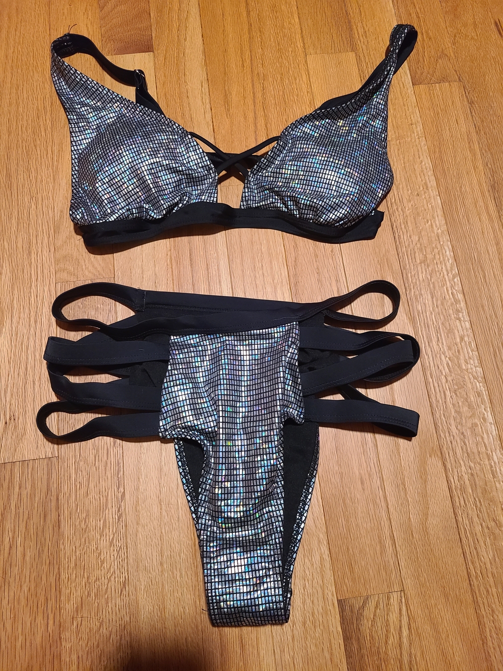 Black/Silver Shiney Pole Rave Set, Size M